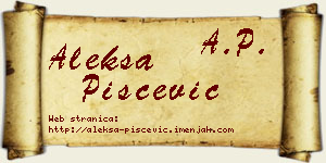 Aleksa Piščević vizit kartica